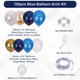 125pc Balloon Arch kit - Light Blue, Navy Blue, White, Grey, Metallic Gold with Gold & Silver Confetti Balloon Set